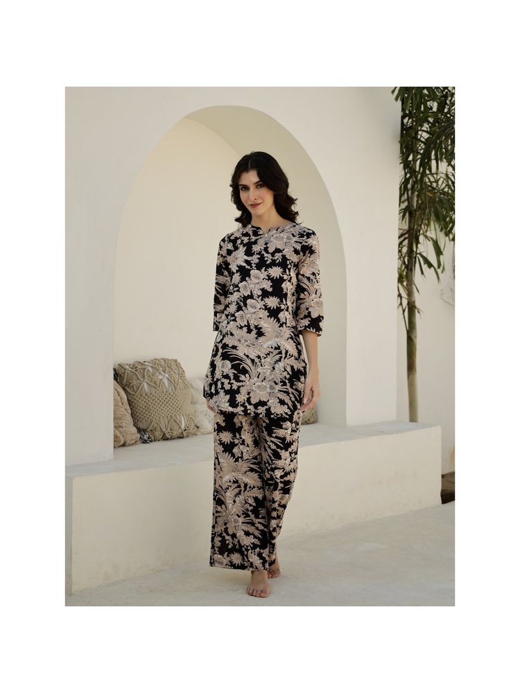 SAY Women Black Round Neck Pure Cotton Nightsuit (Pack of 2)-image-11