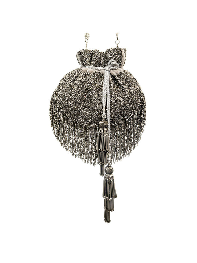 SG By Sonia Gulrajani Gunmetal Chandelier Potli Bag-picture-10