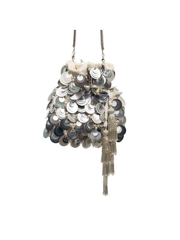 SG By Sonia Gulrajani Silver Penny Potli Bag-image-12