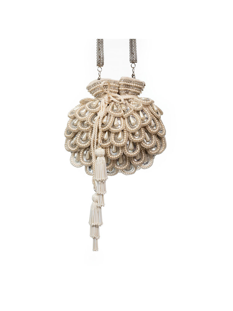 SG By Sonia Gulrajani Odette White Potli Bag-image-0