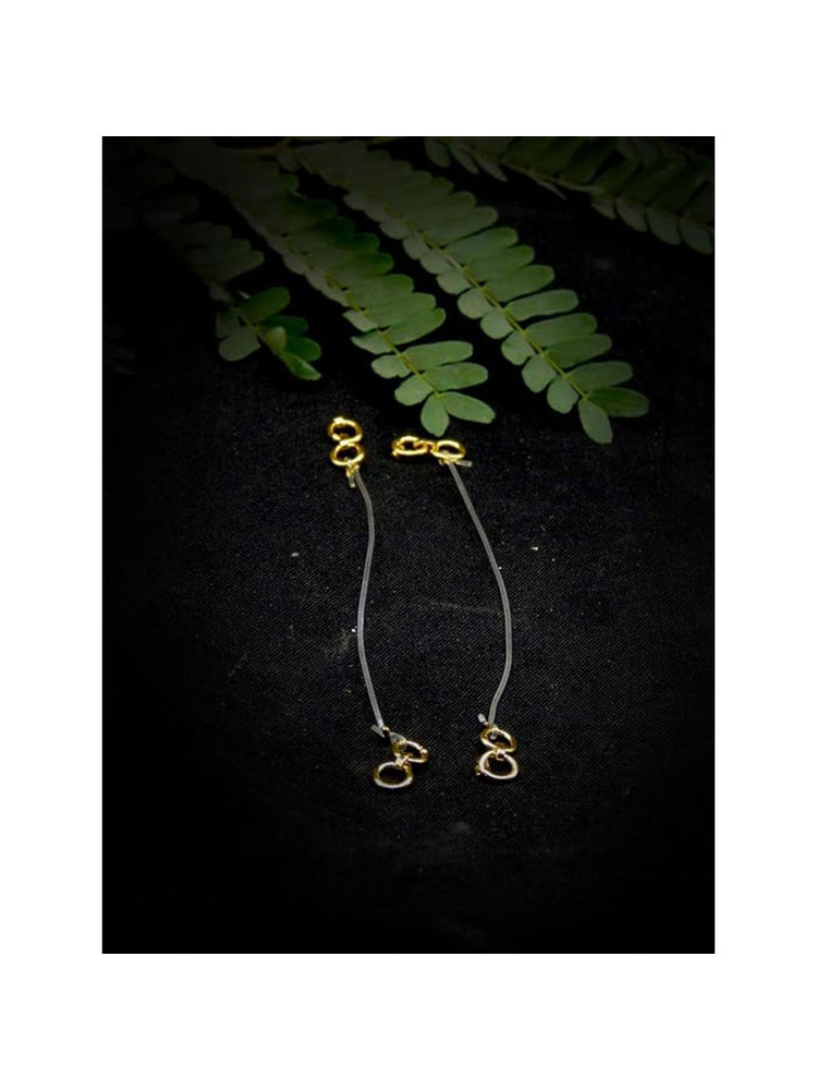 Accessher Gold Plated & Brass and American Diamond Earring Support Ear Chain-picture-28