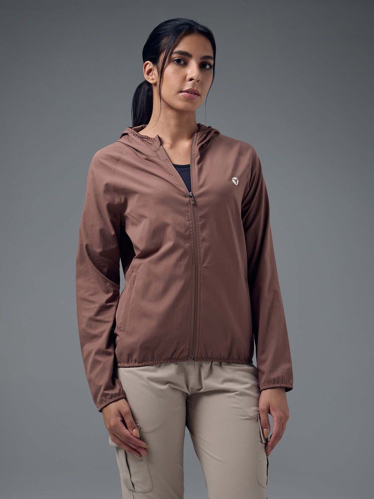 Technosport Women Light Brown Solid Slim Fit Hooded Jacket-picture-31