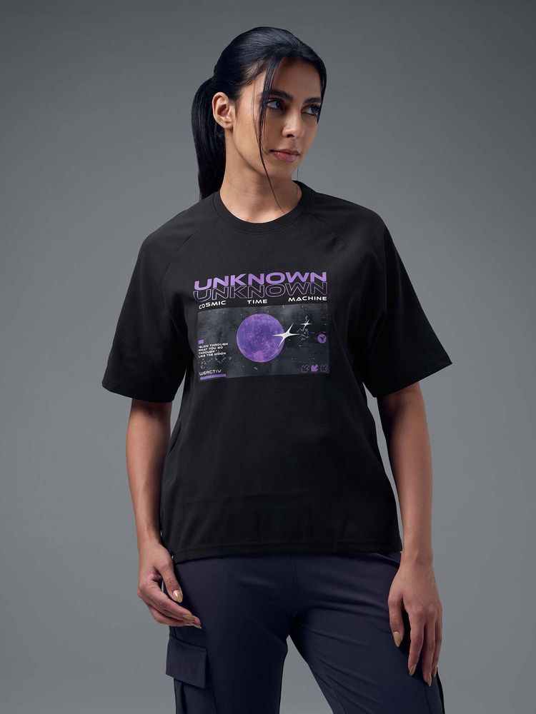 Technosport Women Black Graphic Printed Round Neck Sports T-Shirt-image-34