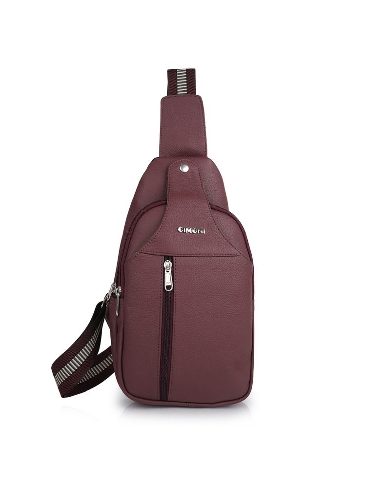 Cimoni Maroon Latest Stylish Genuine Leather Crossbody Bag-picture-22