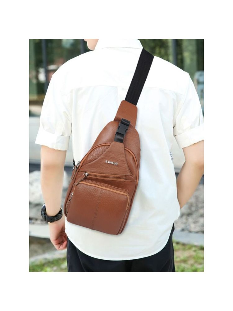 Cimoni Tan Latest Stylish Genuine Leather Crossbody Bag-image-0