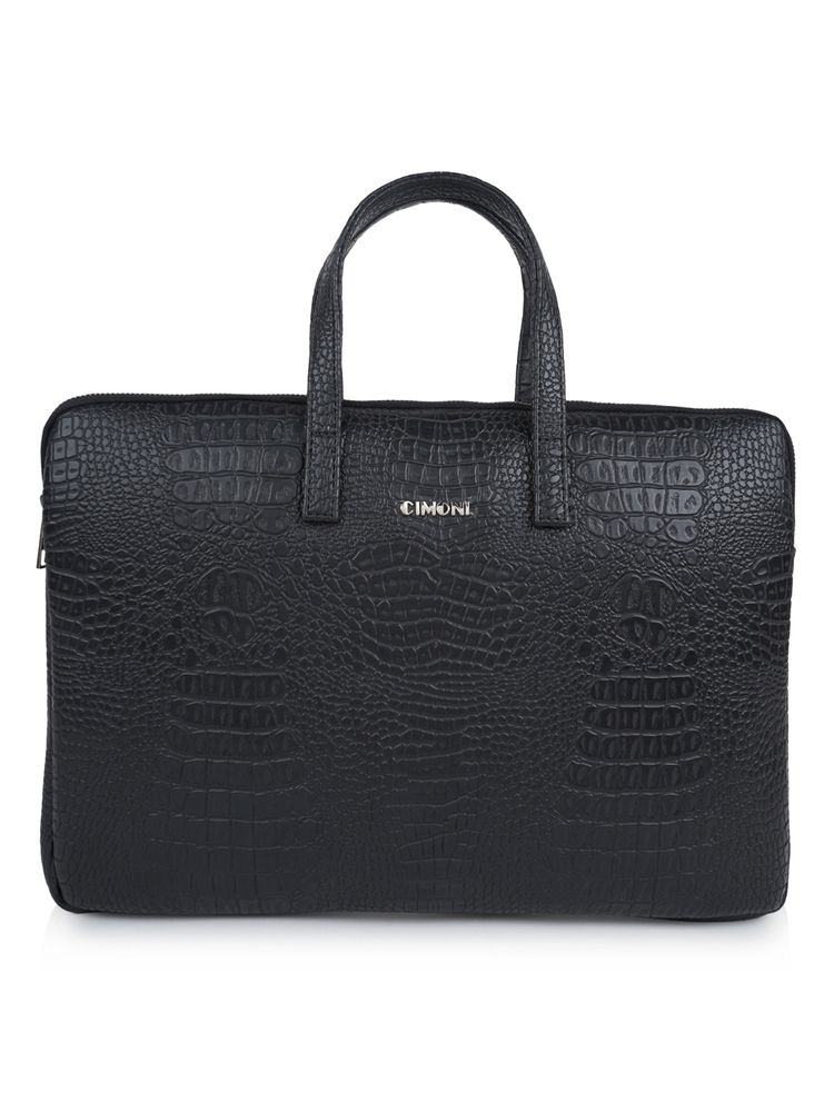 Cimoni Unisex Black Latest Stylish Premium Pu Leather Laptop Bag-image-8