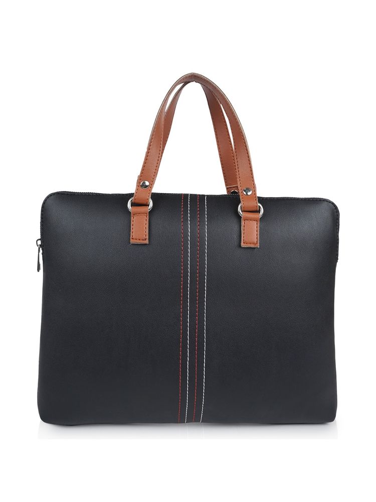 Cimoni Unisex Black Latest Stylish Premium Pu Leather Laptop Bag-image-7