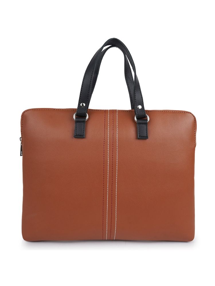 Cimoni Unisex Tan Latest Stylish Premium Pu Leather Laptop Bag-image-3
