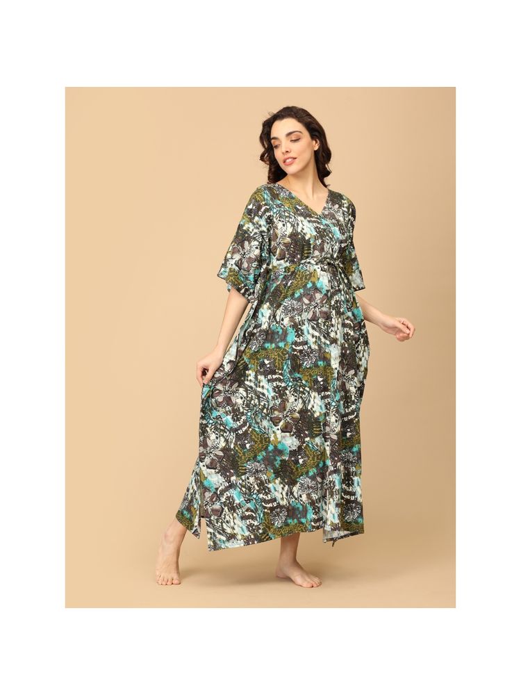 The Mom Store Women Green Printed Maternity Kaftan-picture-27