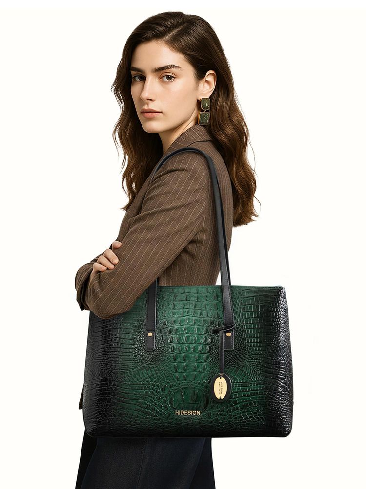 Hidesign Galaxy 03 Genuine Leather Women's Tote Bag - Green-image-41