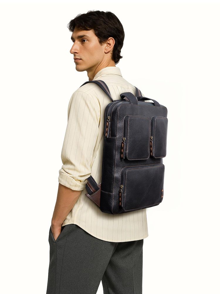 Hidesign Hydor 03 Genuine Leather Men's Backpack - Black-picture-23