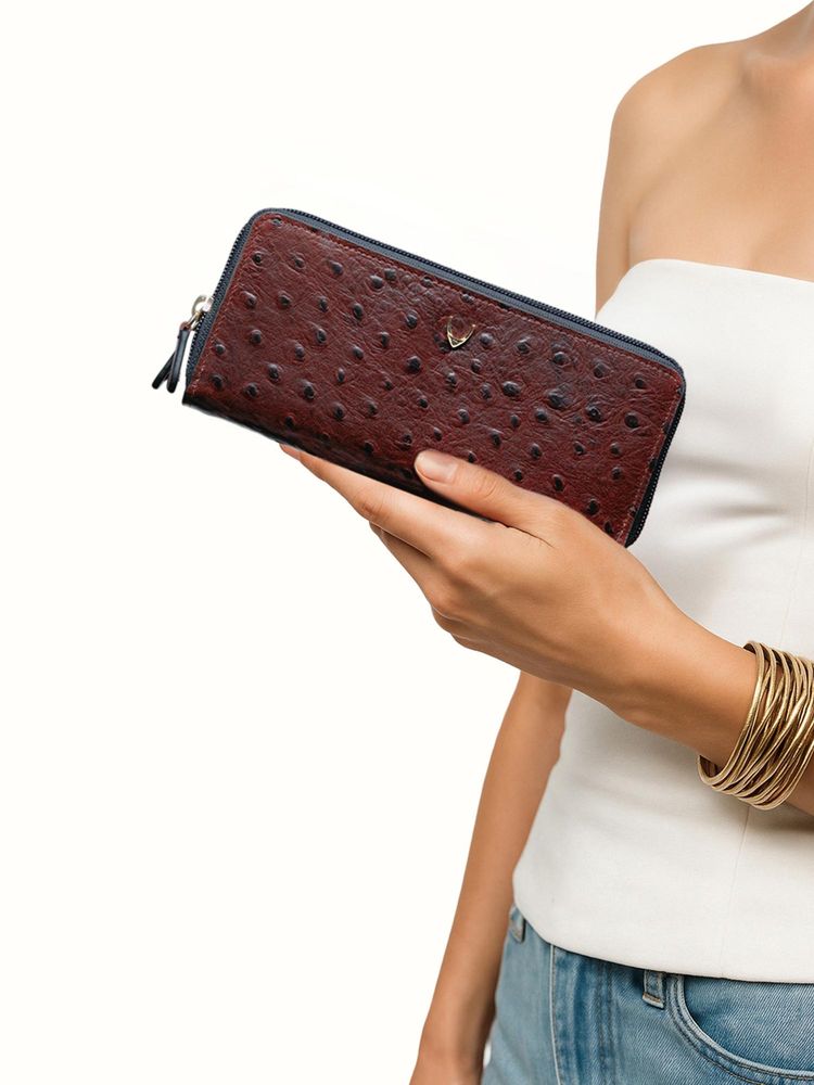 Hidesign Lunara W1 Genuine Leather Women's Double Zip Around Wallet - Maroon-picture-23