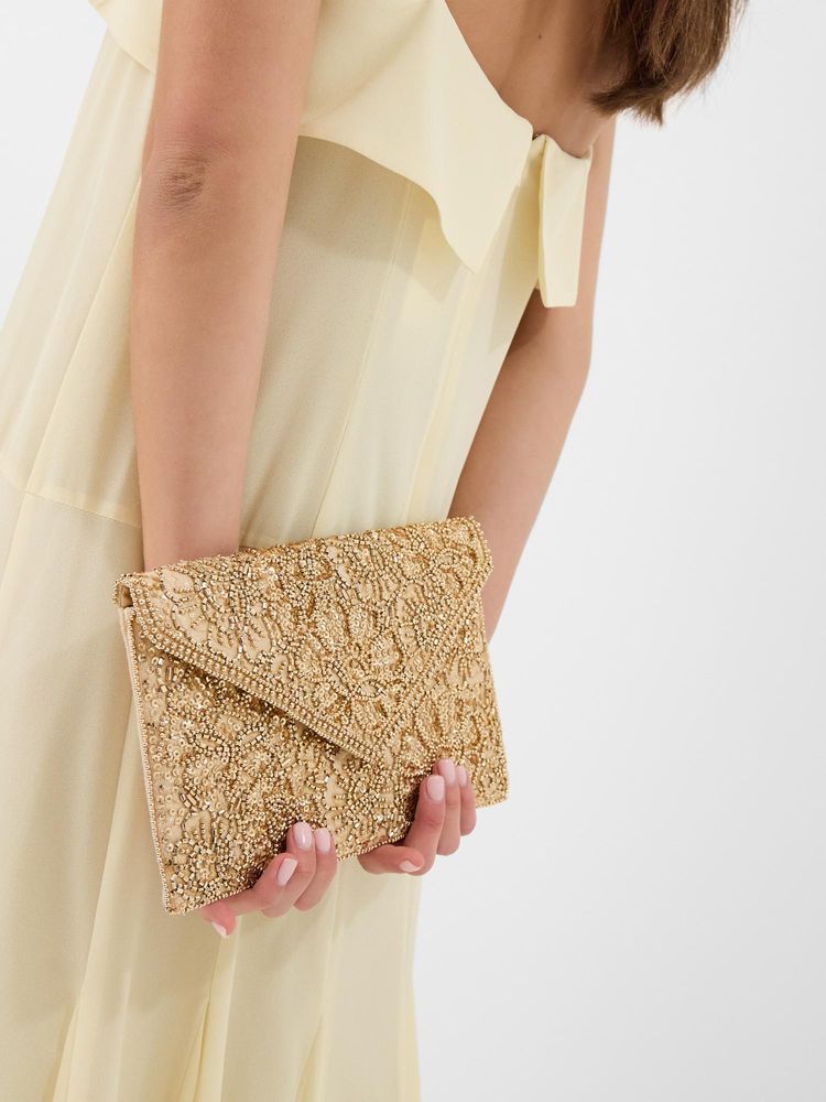 Accessorize London Women's Gold Floral Embellished Envelope Clutch-picture-28