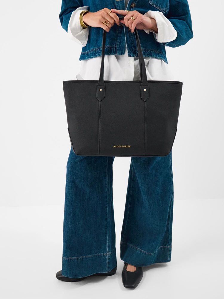 Accessorize London Women's Black Zip Top Tote Bag-image-38