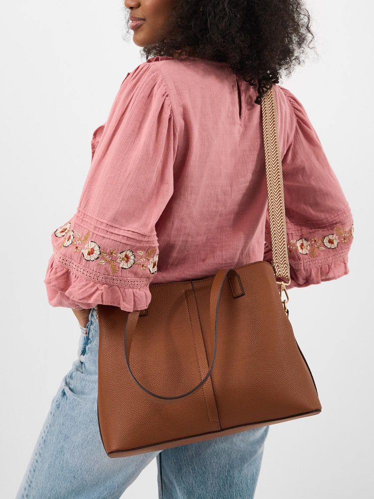 Accessorize London Women's Tan Webbing Strap Shoulder Bag-picture-21