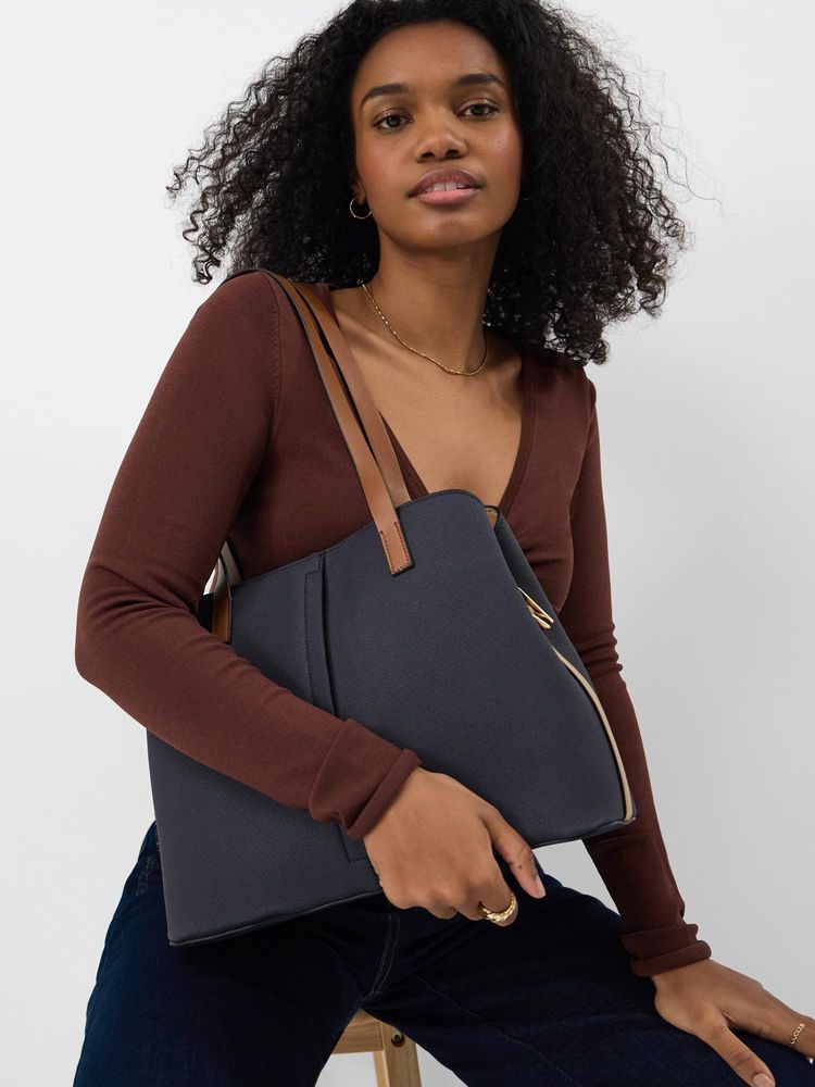 Accessorize London Women's Navy Blue Webbing Strap Shoulder Bag-image-24