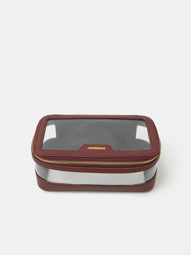 Accessorize London Women's Burgundy Clear Travel Make-Up Bag-picture-22
