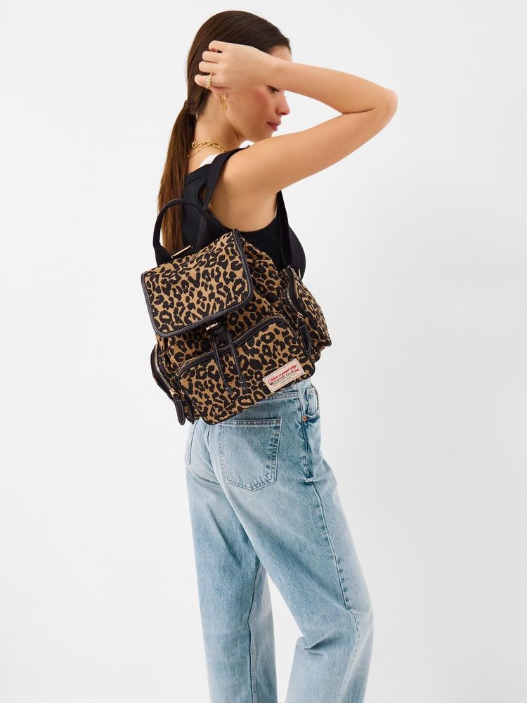 Accessorize London Women's Leopard Print Multi-Color Pocket Backpack-picture-19