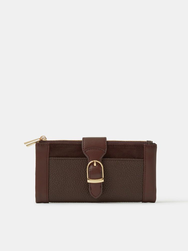 Accessorize London Women's Brown Buckle Faux Leather Wallet-picture-30