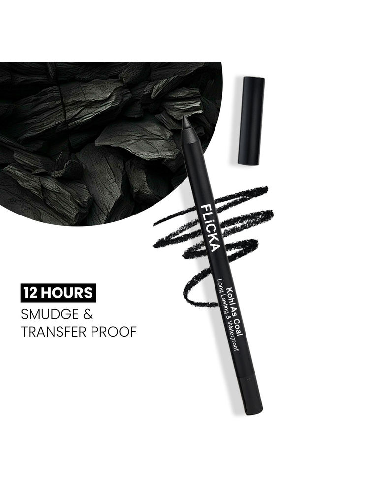 Flicka Kohl Eye Pencil Intense Smokey Eyes Long Lasting Waterproof & Smudgeproof - Black As Kohl-picture-19