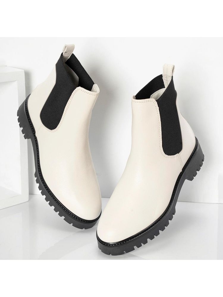Red Tape Women Solid Off White Chelsea Boots-picture-22