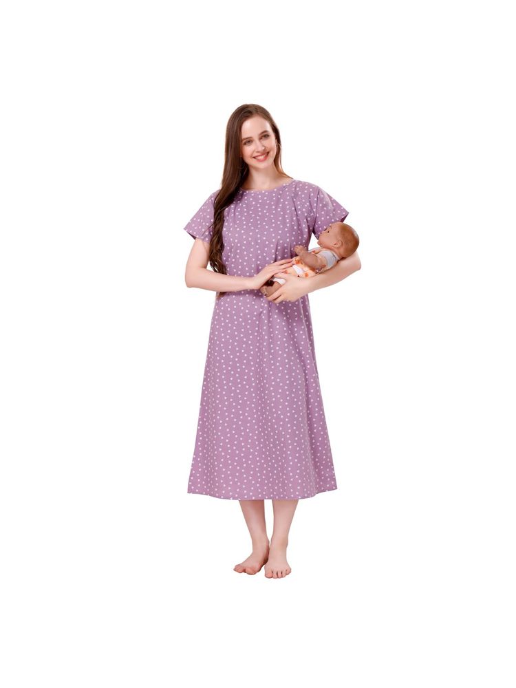 PIU Womens Premium Cotton Feeding Nighty Pink-picture-10