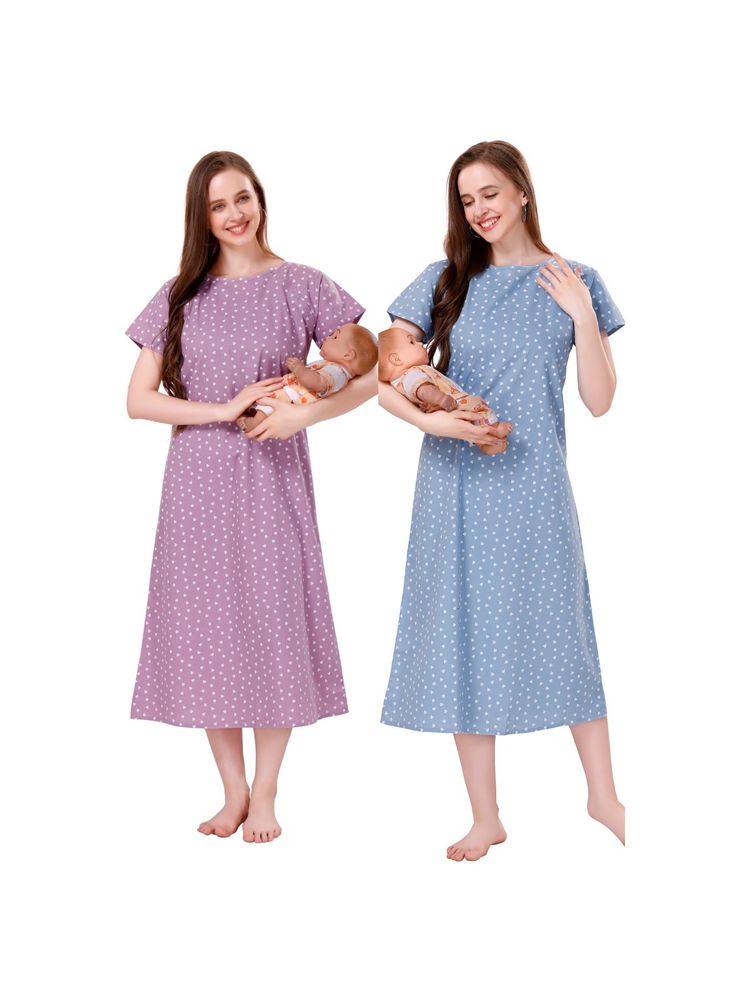 PIU Womens Premium Cotton Feeding Nighty (Pack of 2)-picture-23
