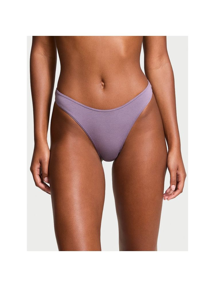 victoria's secret intimates Victoria's Secret Stretch Cotton High-Leg Scoop Thong Panty Lavender-picture-11