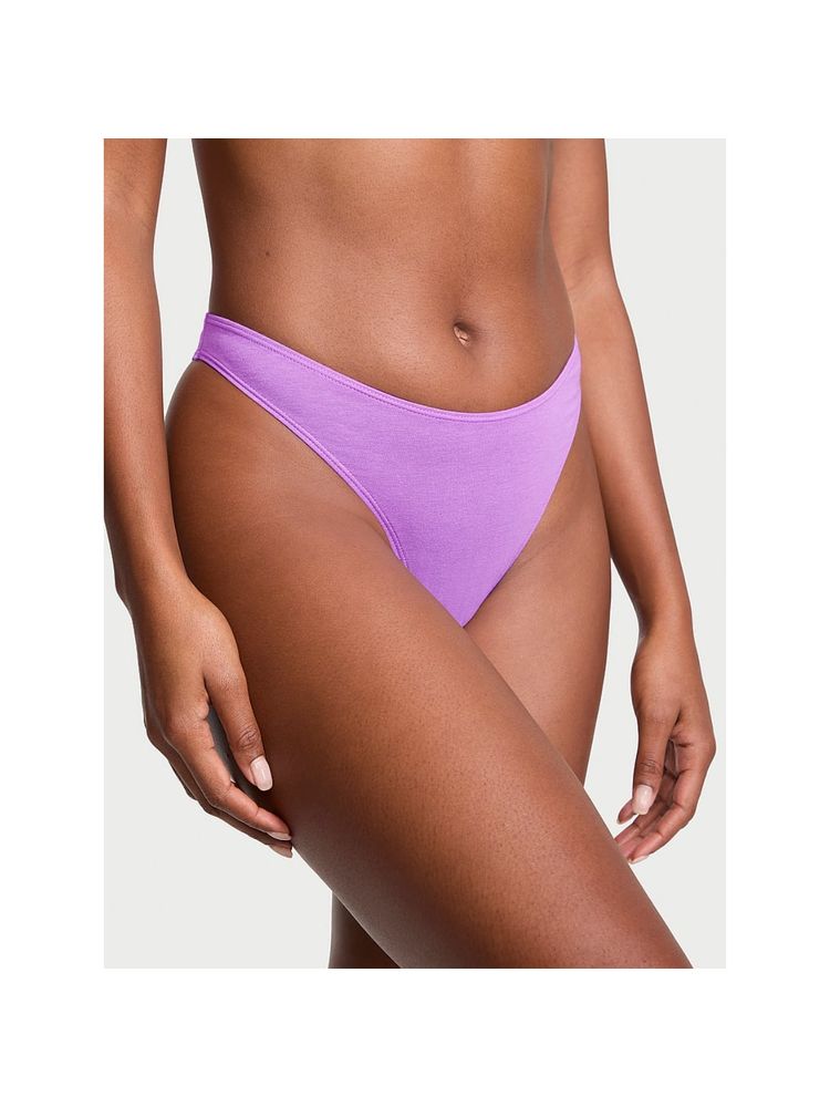 victoria's secret intimates Victoria's Secret Stretch Cotton High-Leg Scoop Thong Panty Purple-picture-22