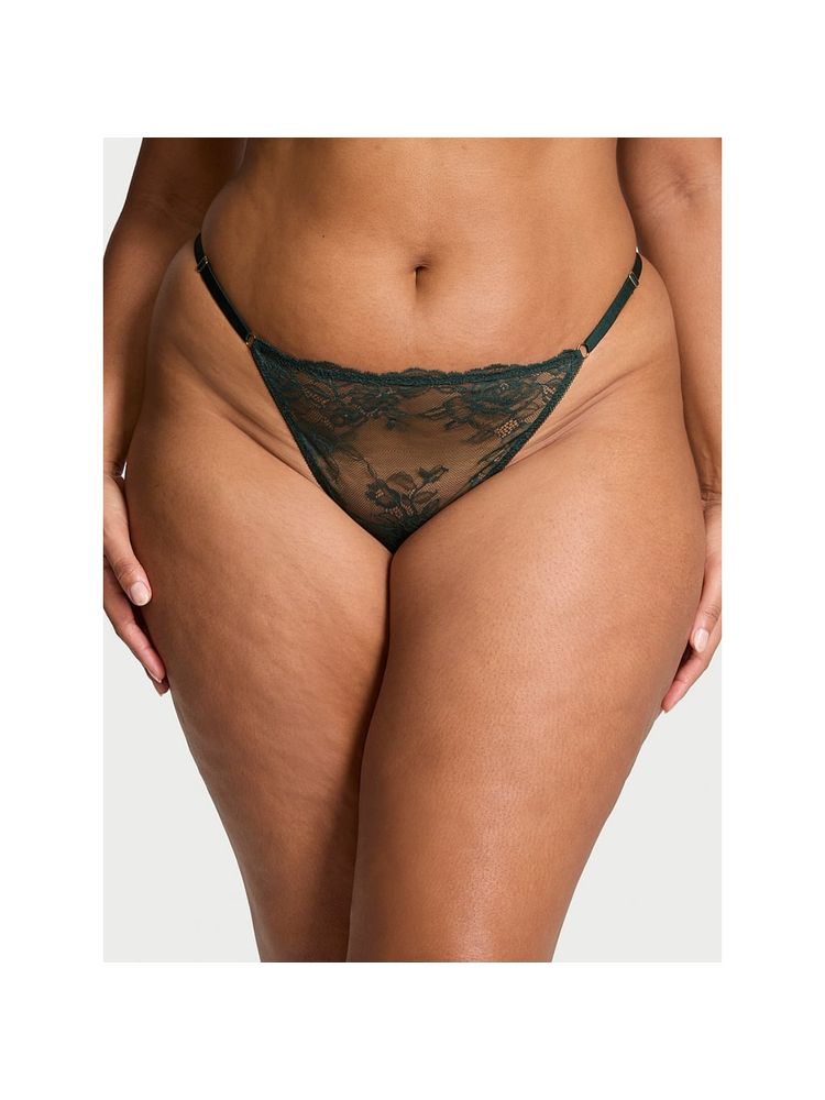 victoria's secret intimates Victoria's Secret Very Sexy Rose Lace Adjustable V-String Panty Green-picture-20