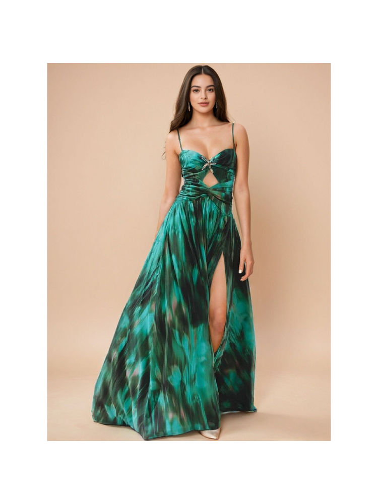 WomanLikeU Green Waves By Shrijal: Enchanted Forest Printed Monokini with Skirt (Set of 2)-image-9