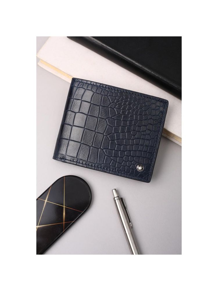 Louis Philippe Men Casual Navy Blue Textured Wallet-picture-14