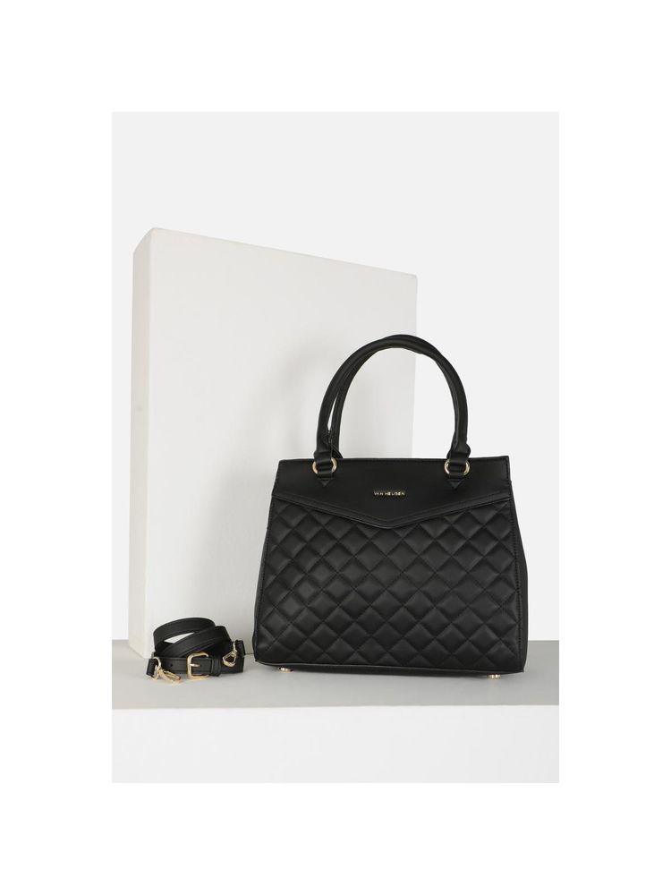 Van Heusen Women Casual Black Textured Handbag with Detachable Strap-picture-21