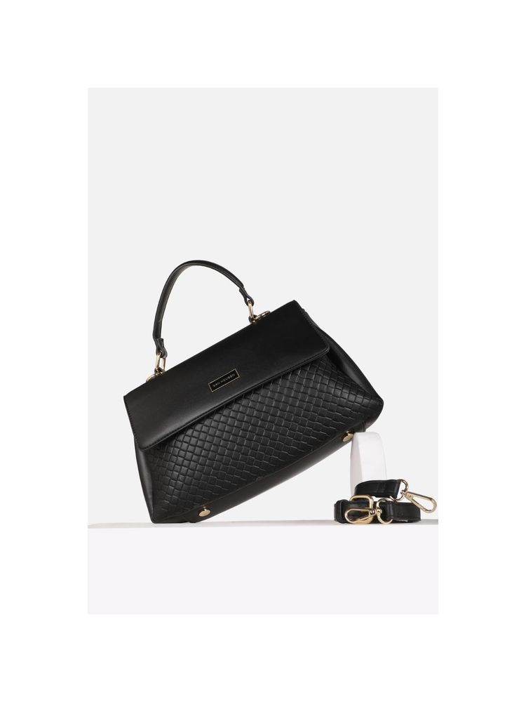 Van Heusen Women Casual Black Solid Handbag with Detachable Strap-picture-38