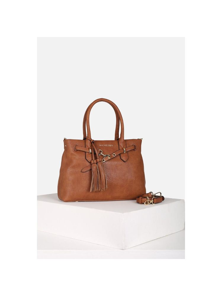 Van Heusen Women Casual Brown Textured Handbag with Detachable Strap-picture-15