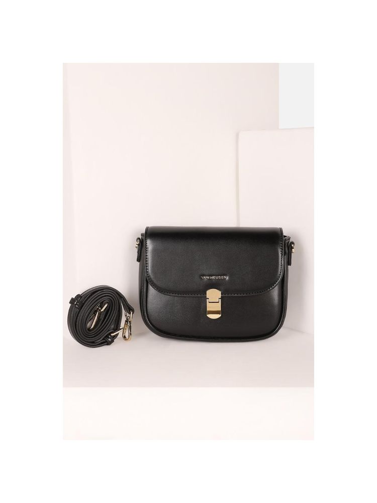 Van Heusen Women Casual Black Textured Sling Bag with Detachable Strap-picture-47