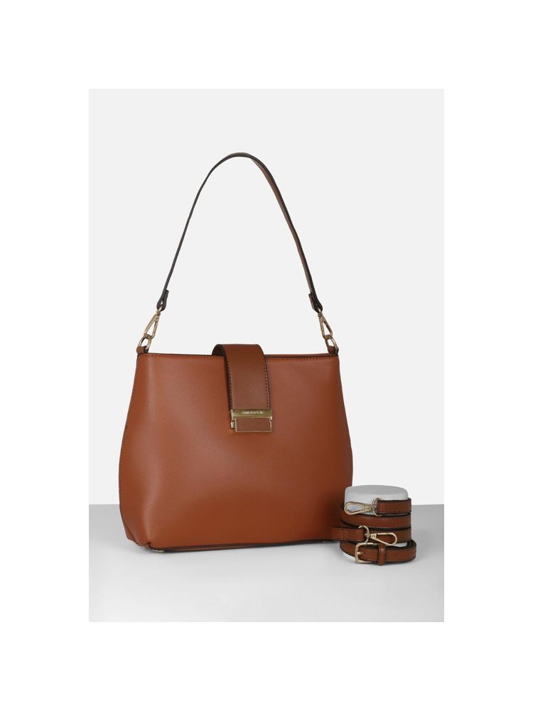 Van Heusen Women Casual Brown Solid Handbag with Detachable Strap-picture-23