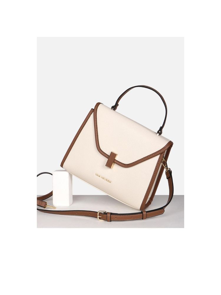 Van Heusen Women Casual Beige Solid Handbag with Detachable Strap-picture-17
