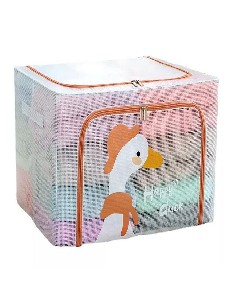 House of Quirk Foldable Large Capacity Clothing Storage Box 66 Litre - Orange-image-5
