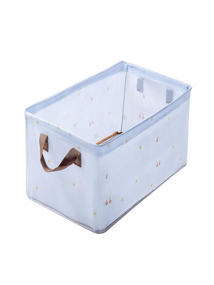House of Quirk Organizer For Clothes With Metal Fram Foldable Storage Box - Blue-image-1