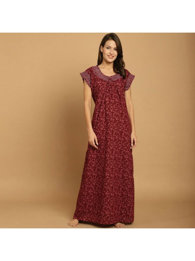 Secret Wish Maroon Floral Cotton Maternity Kaftan-picture-16