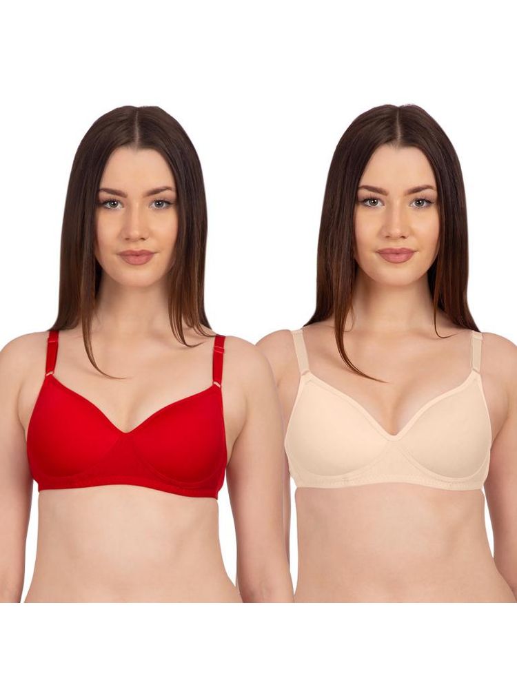 Komli Light Padded Full Coverage Wirefree Bra Pack Of 2 - Multi-Color-picture-15