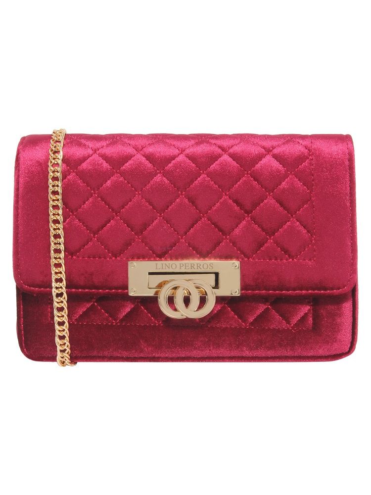 Lino Perros Red Faux Leather Sling Bag