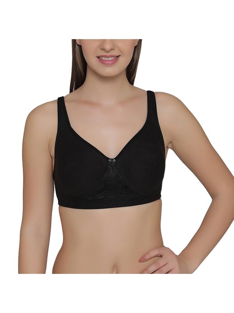Clovia Cotton Rich Solid Non-Padded Full Cup Wire Free T-shirt Bra - Black-picture-21