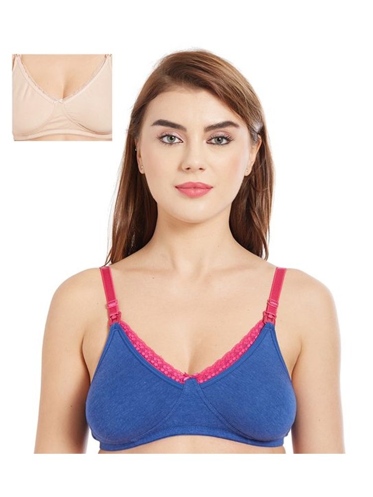 Inner Sense Organic Cotton Antimicrobial Laced Nursing Bra Pack of 2 - Multi-Color-picture-22