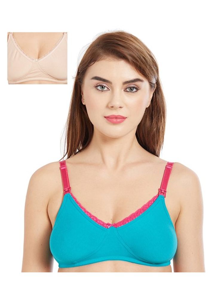 Inner Sense Organic Cotton Antimicrobial Laced Nursing Bra Pack of 2 - Multi-Color-image-19