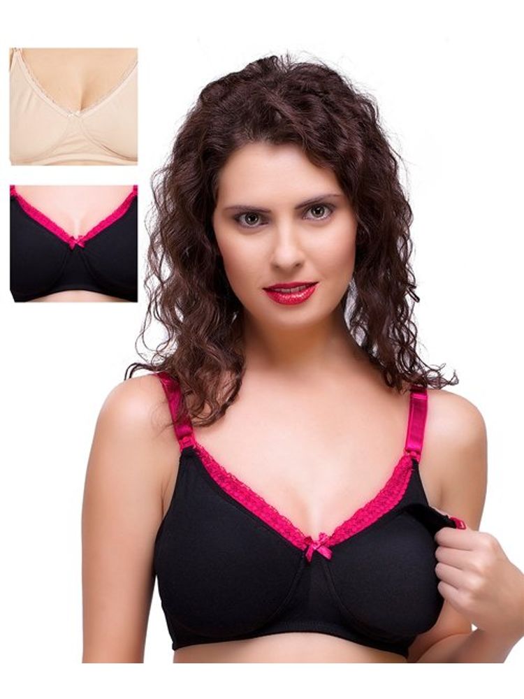 Inner Sense Organic Cotton Antimicrobial Laced Nursing Bra Pack of 3 - Multi-Color-picture-12