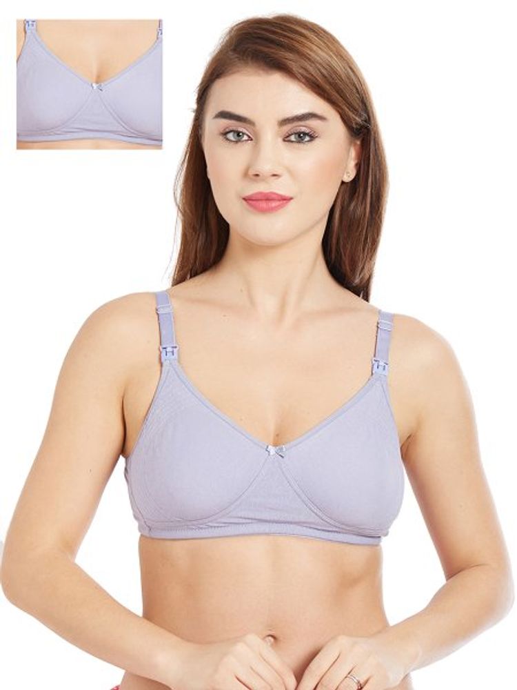 Inner Sense Organic Cotton Antimicrobial Nursing Bra Pack of 2 - Purple-picture-25