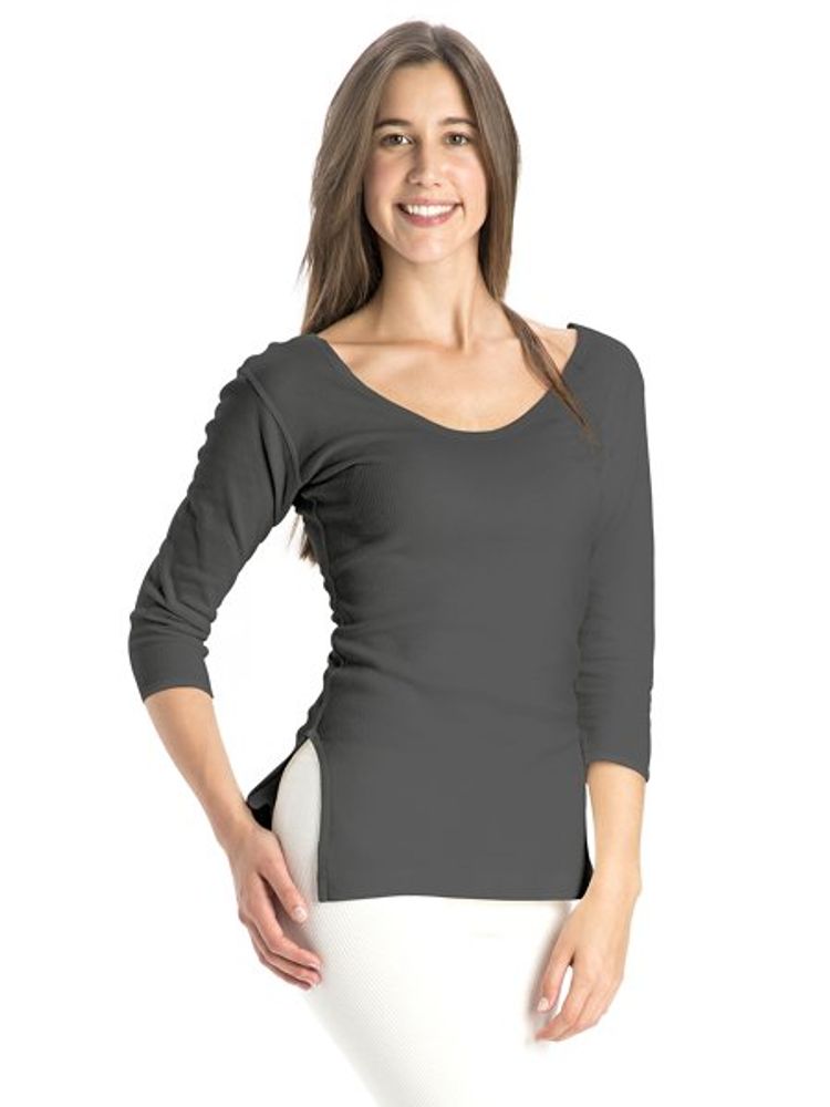 Jockey Charcoal Melange Thermal 3/4th Sleeve Top Style Number-2503