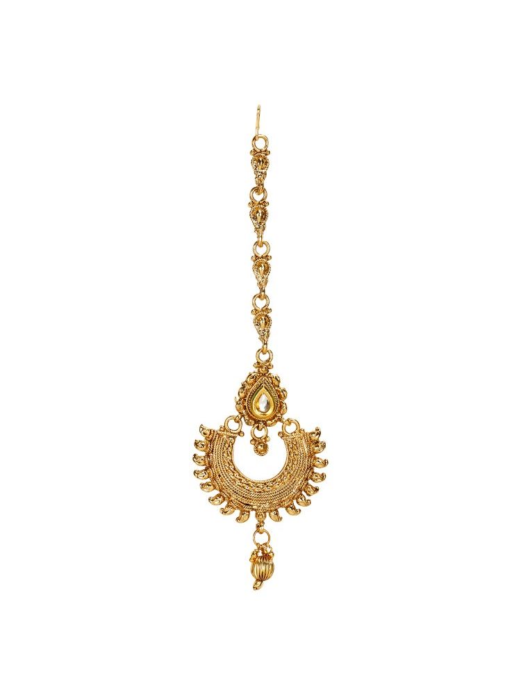anika's creations Anika's Creation Elegant Kundan Studded Gold Plated Maang Tikka-picture-13